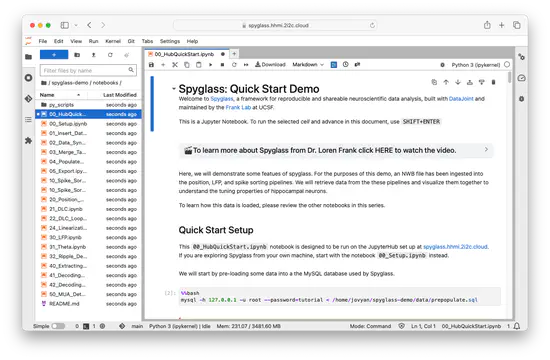 Enabling neuroscience in the cloud with HHMI Spyglass and MySQL on JupyterHub