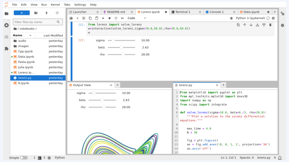 JupyterLab interface.